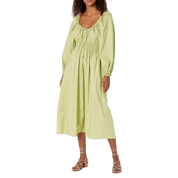Rebecca Taylor Cotton Poplin Smocked Waist Dress Size M - Picture 1 of 10